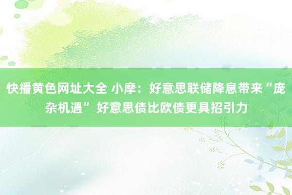 快播黄色网址大全 小摩：好意思联储降息带来“庞杂机遇” 好意思债比欧债更具招引力